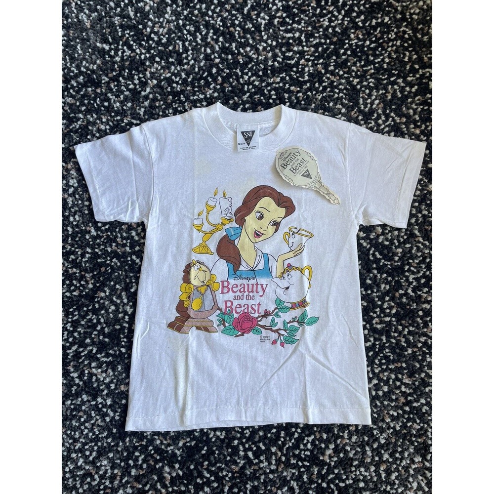 NOS Vintage SSI Tag 90s Disney Beauty and the Beast Shirt single stitch M Kids